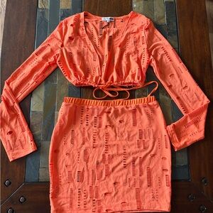 Fashion Nova Orange Skirt Set